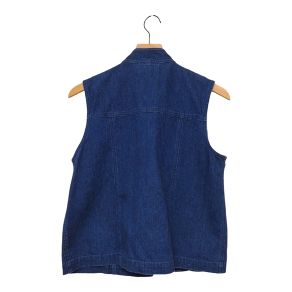 Talbots Petites Denim Cotton Jean Jacket Vest Size Small - Picture 3 of 5